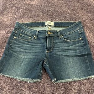 PAIGE Dark Wash Denim Shorts